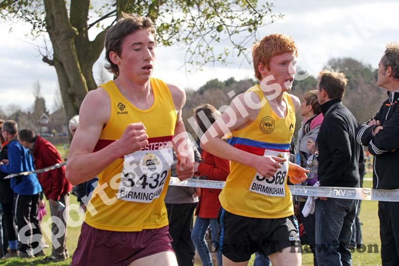 3432 Kyran Hale and Wayne Parker in the Under-17 Mens, McCain Inter Counties Cross Country, Cofton Park, Birmingham.